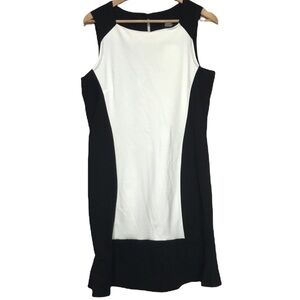 LORI Michaels Collection sleeveless colour block bodycon ruffle dress L